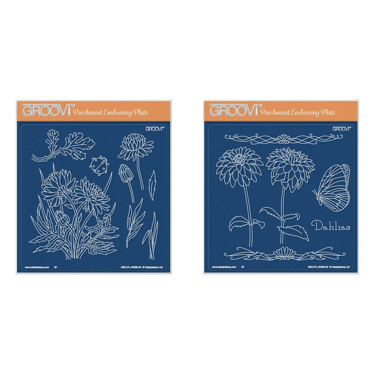 Jayne's Dahlias A5 Square Groovi Plates Set