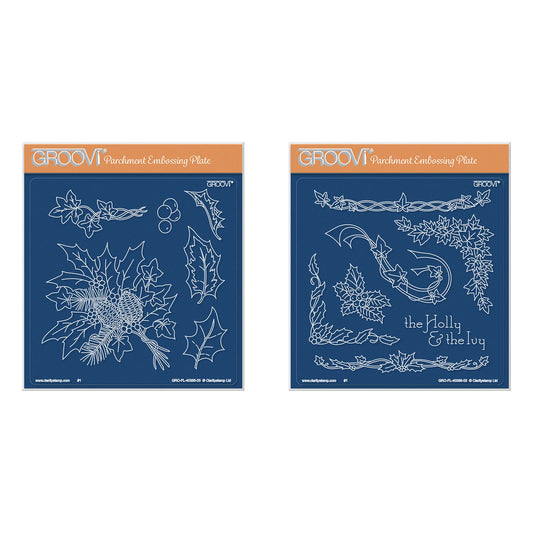 Jayne's Holly & Ivy A5 Square Groovi Plate Set