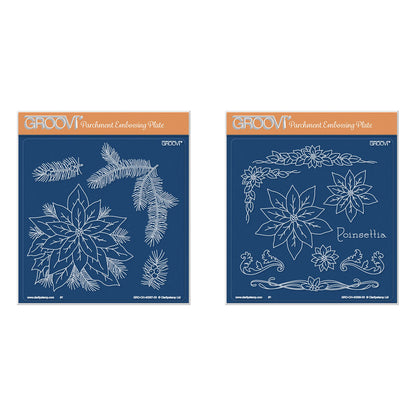 Jayne's Poinsettias A5 Square Groovi Plate Set