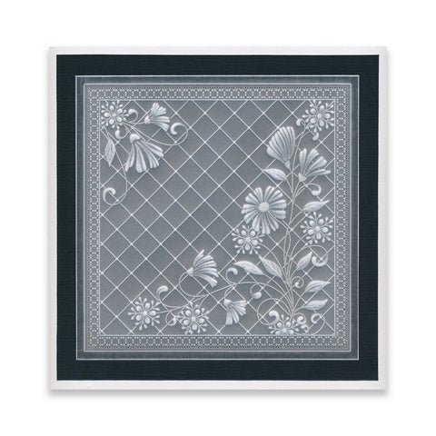 Floral Swirls & Corners 1 A4 Square Groovi Plate by Tina Cox