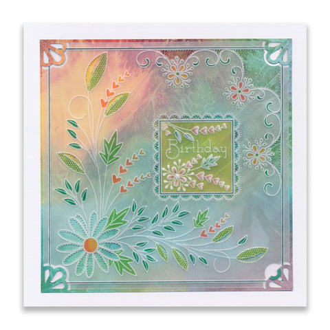 Floral Swirls & Corners No2 A4sq Groovi Plate by Tina Cox