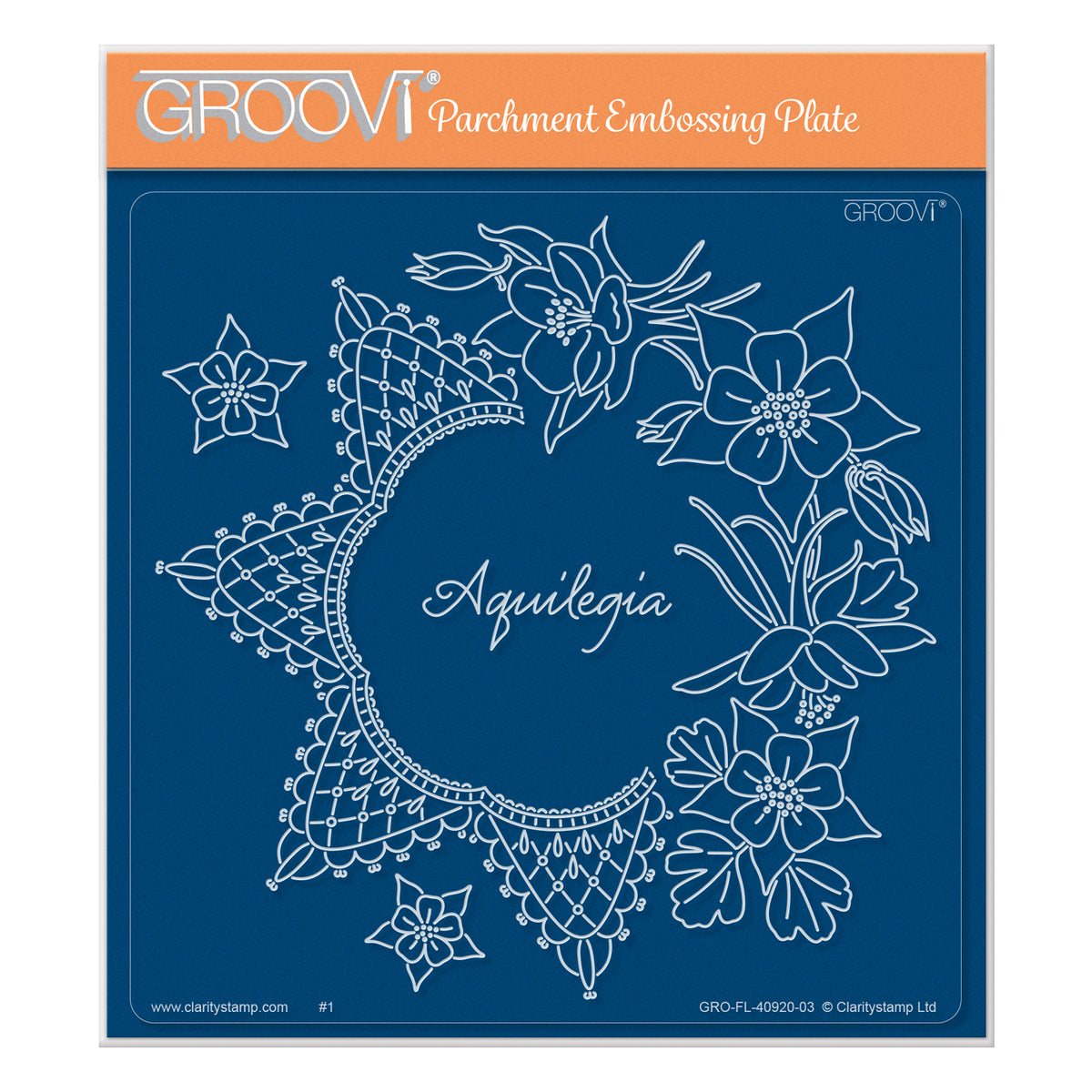 Linda's Aquilegia & Lace A5 Square Groovi Plate