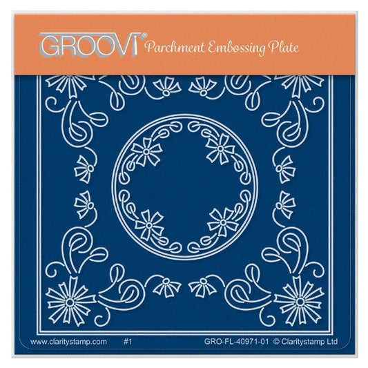 Tina's Aster Flowers Parchlet A6 Square Groovi Plate