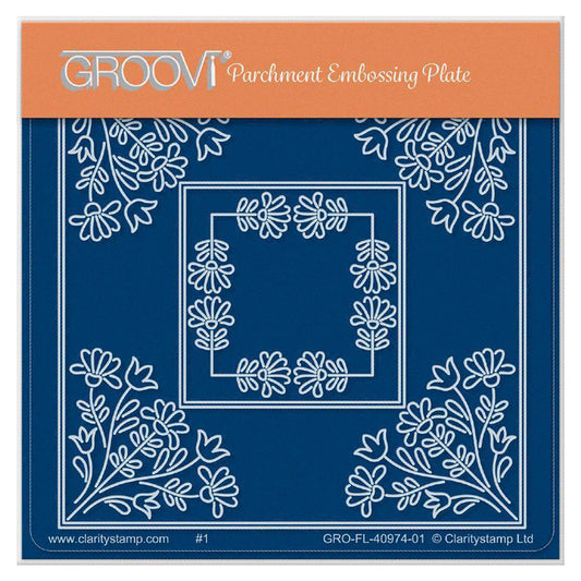 Tina's Wild Flowers Parchlet A6 Square Groovi Plate