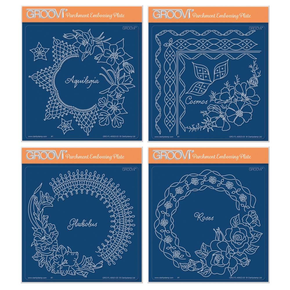 Linda's Flowers & Lace - Set 1 A5 Square Groovi Plate Quartet