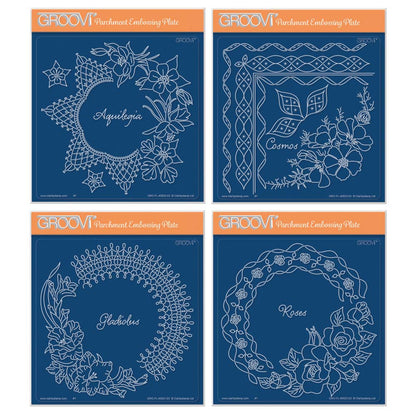 Linda's Flowers & Lace - Set 1 A5 Square Groovi Plate Quartet