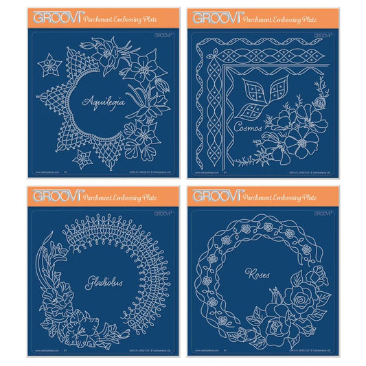 Linda's Flowers & Lace - Set 1 A5 Square Groovi Plate Quartet