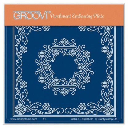 Tina's Hexagon Flowers Parchlet A6 Square Groovi Plate
