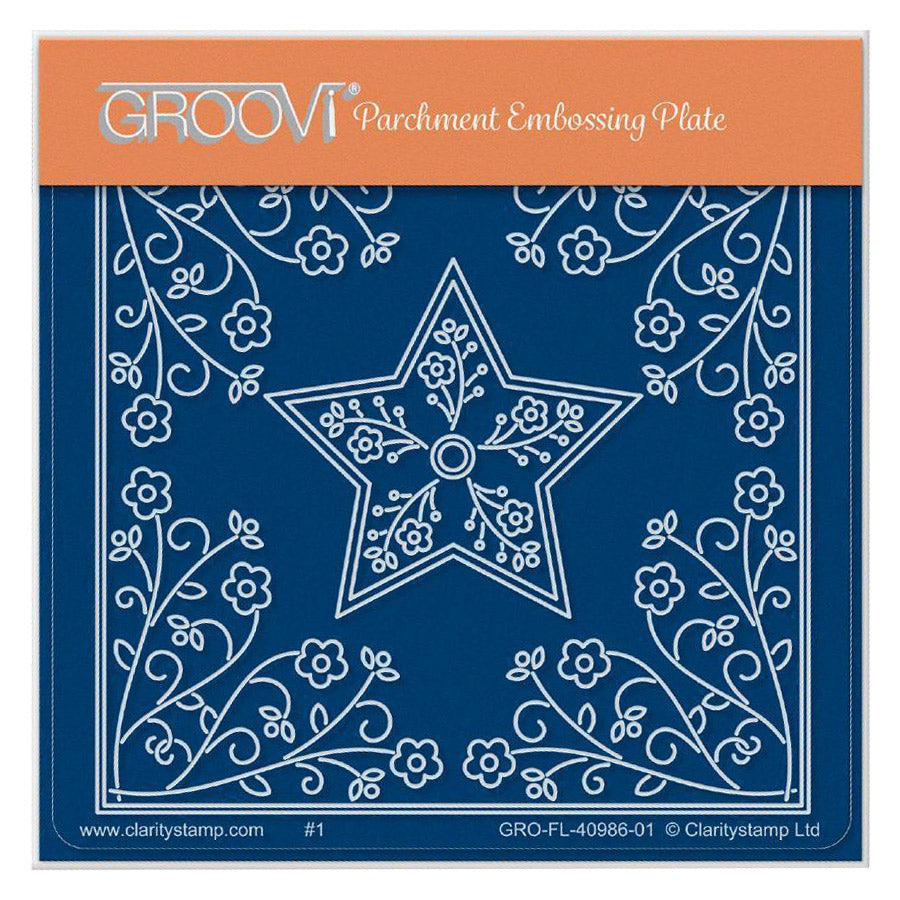 Tina's Star Flowers Parchlet A6 Square Groovi Plate