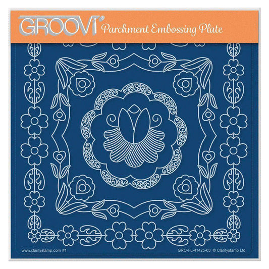 Lucy's Folkart Flowers A5 Square Groovi Plate