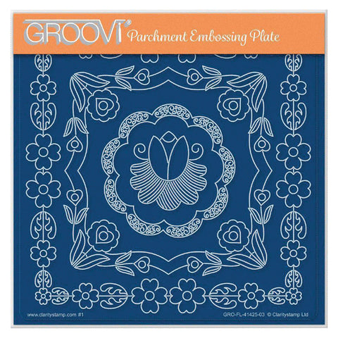 Lucy's Folkart Flowers A5 Square Groovi Plate