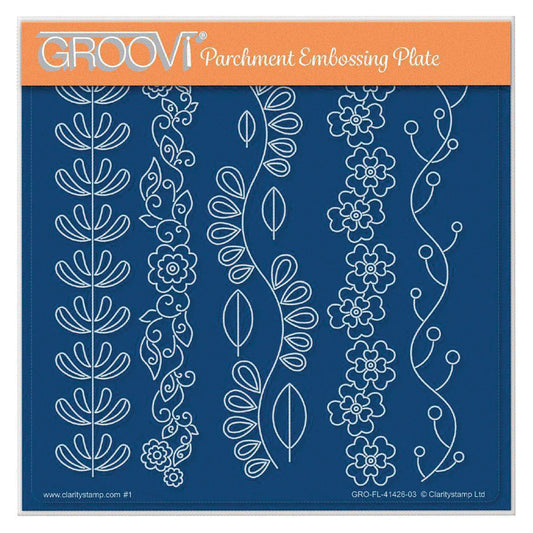 Lucy's Folkart Garlands A5 Square Groovi Plate