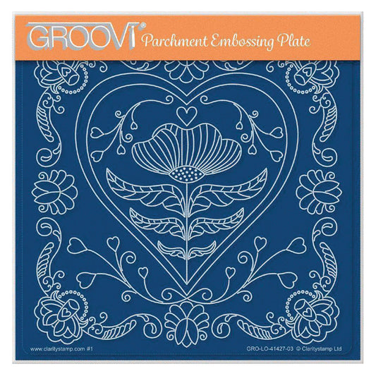 Lucy's Folkart Heart A5 Square Groovi Plate