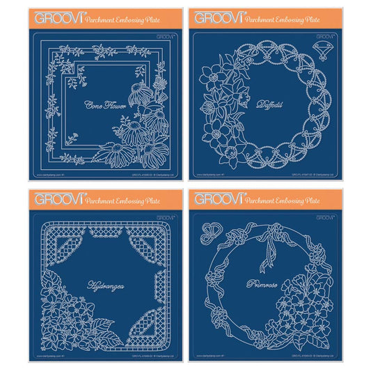 Linda's Flowers & Lace - Set 3 A5 Square Groovi Plate Quartet