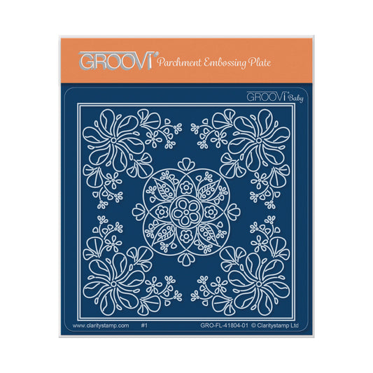 Flowerette Petal Parchlet A6 Square Groovi Plate