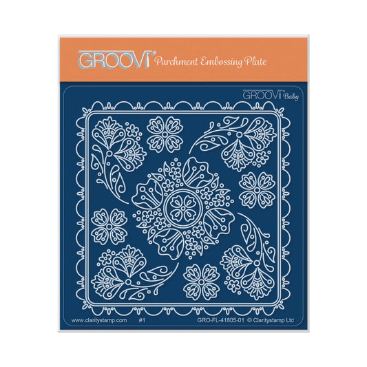 Flowerette Scallop Parchlet A6 Square Groovi Plate