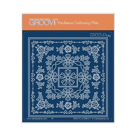 Flowerette Heart Parchlet A6 Square Groovi Plate