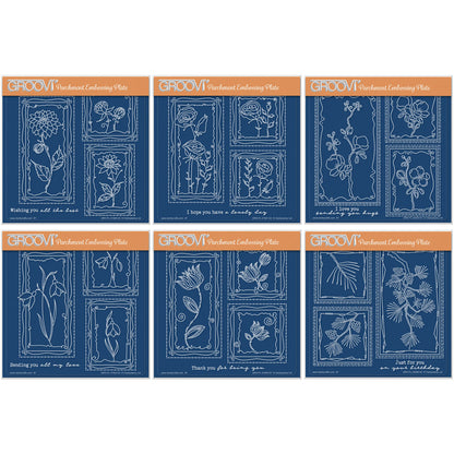 Barbara's SHAC Floral Panels A5 Square Groovi Plate Complete Collection