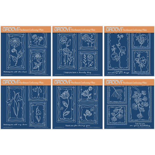 Barbara's SHAC Floral Panels A5 Square Groovi Plate Complete Collection