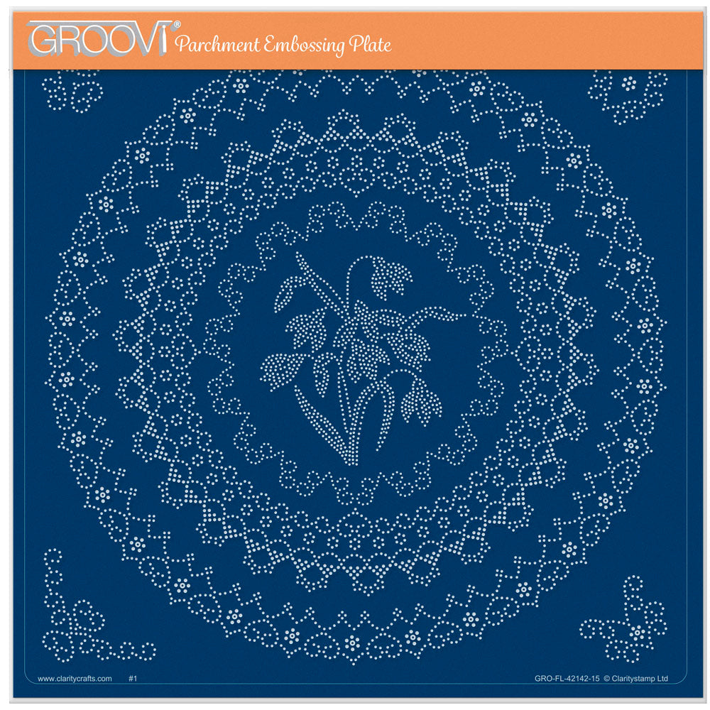 Linda's Dotty Cross-Stitch Snowdrops Layering Frame A4 Square Groovi Plate