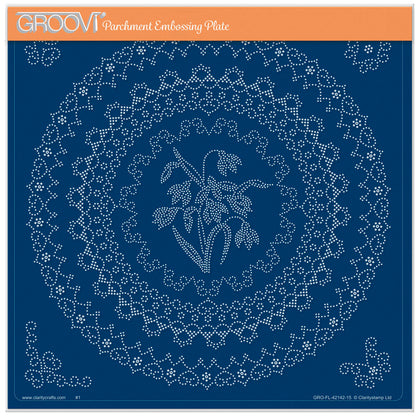Linda's Dotty Cross-Stitch Snowdrops Layering Frame A4 Square Groovi Plate