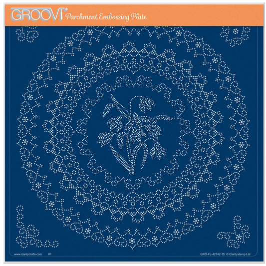 Linda's Dotty Cross-Stitch Snowdrops Layering Frame A4 Square Groovi Plate