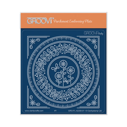 Beautiful Butterfly & Sprig Parchlet A6 Square Groovi Plate