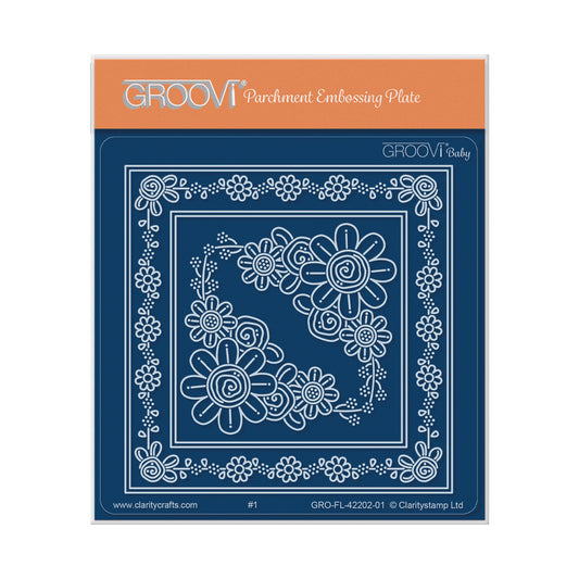Dainty Daisy & Rose Parchlet A6 Square Groovi Plate