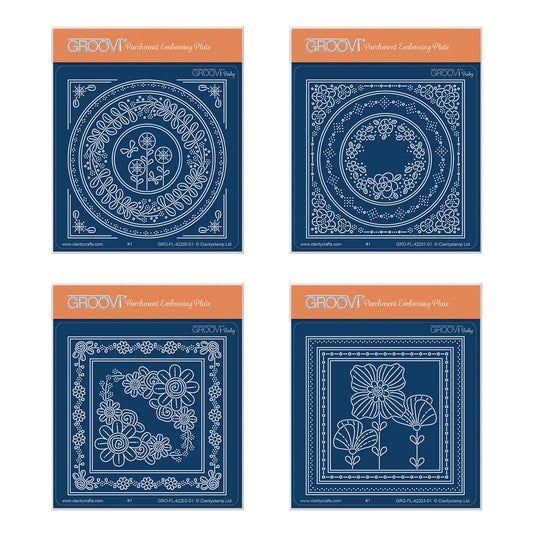 Floral Layering Parchlets A6 Square Groovi Plate Quartet