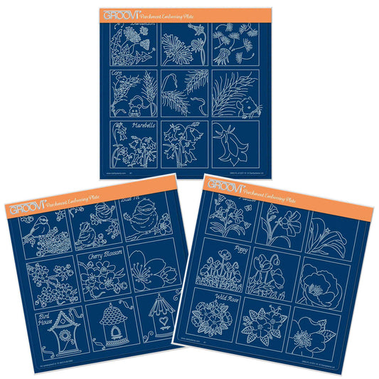Linda's 123 - Garden Life A4 Square Groovi Plate Trio