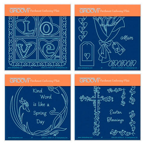 Groovi Super Savers - Love & Blessings A6 Square Groovi Plate Quartet