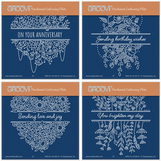 Jazz's Floral Panels A6 Square Groovi Plate Collection