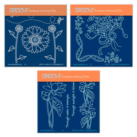 Groovi Super Savers - Floral Delights A6 Square Groovi Plate Trio