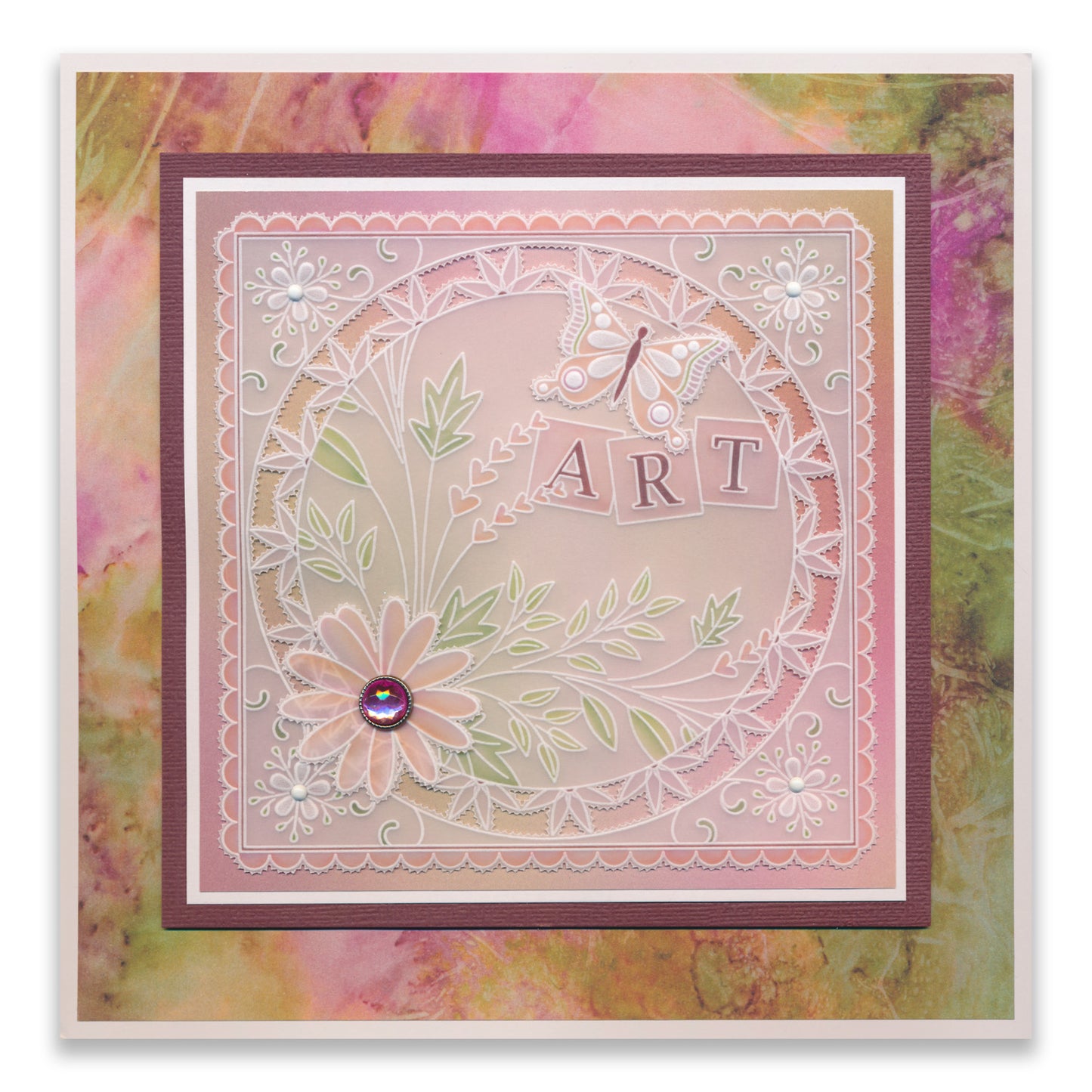 Tina's With Love Floral Swirls & Corners All in One A5 Square Groovi Plate
