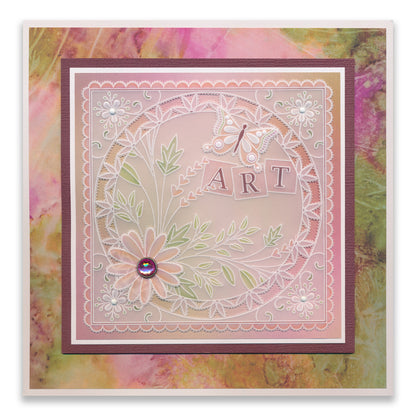 Tina's With Love Floral Swirls & Corners All in One A5 Square Groovi Plate