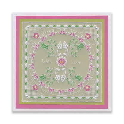 Tina's With Love Floral Swirls & Corners All in One A5 Square Groovi Plate