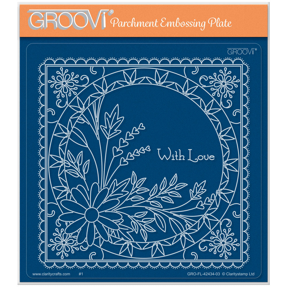 Tina's With Love Floral Swirls & Corners All in One A5 Square Groovi Plate