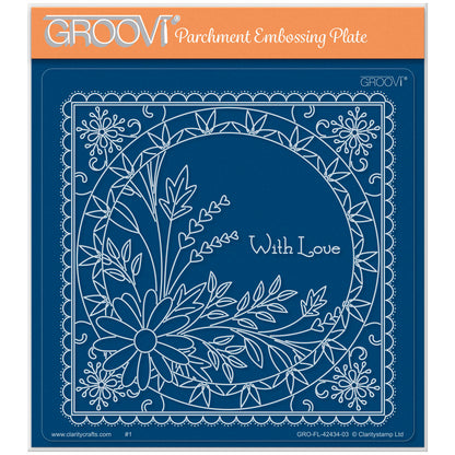 Tina's With Love Floral Swirls & Corners All in One A5 Square Groovi Plate