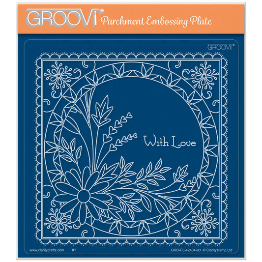Tina's With Love Floral Swirls & Corners All in One A5 Square Groovi Plate
