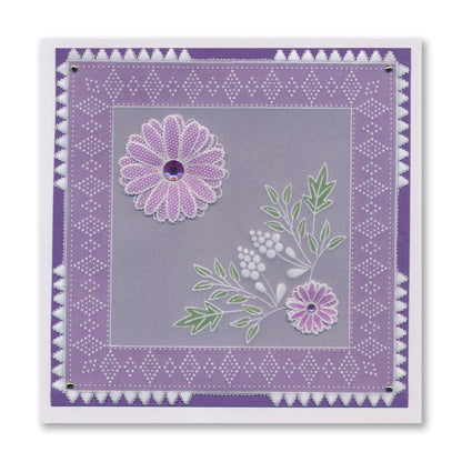 Tina's Very Best Wishes Floral Swirls & Corners All in One A5 Square Groovi Plate