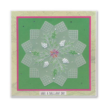 Tina's Very Best Wishes Floral Swirls & Corners All in One A5 Square Groovi Plate
