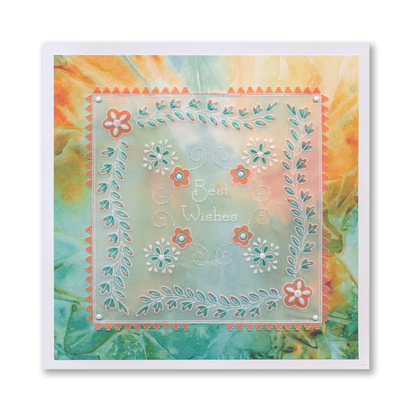 Tina's Very Best Wishes Floral Swirls & Corners All in One A5 Square Groovi Plate