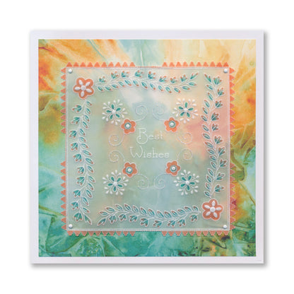 Tina's Very Best Wishes Floral Swirls & Corners All in One A5 Square Groovi Plate