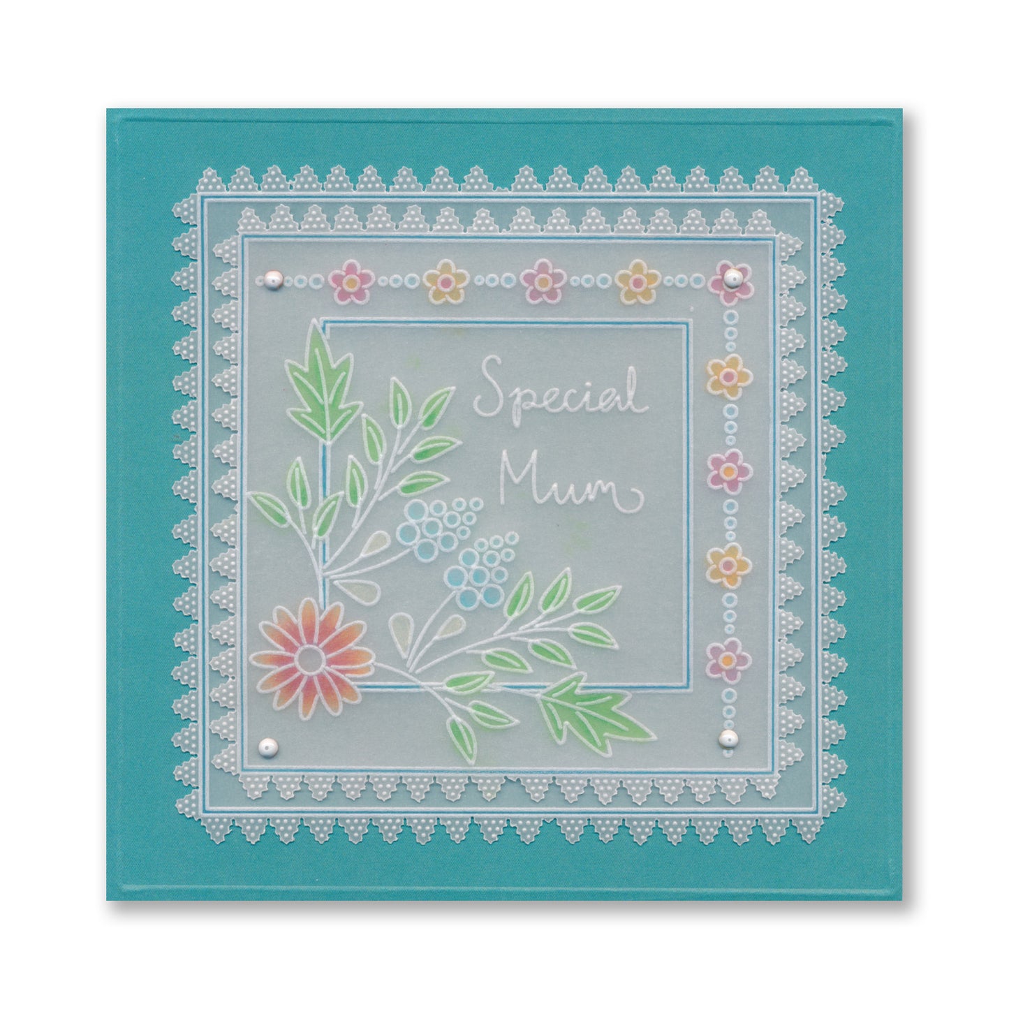 Tina's Very Best Wishes Floral Swirls & Corners All in One A5 Square Groovi Plate
