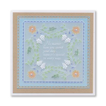 Tina's Very Best Wishes Floral Swirls & Corners All in One A5 Square Groovi Plate