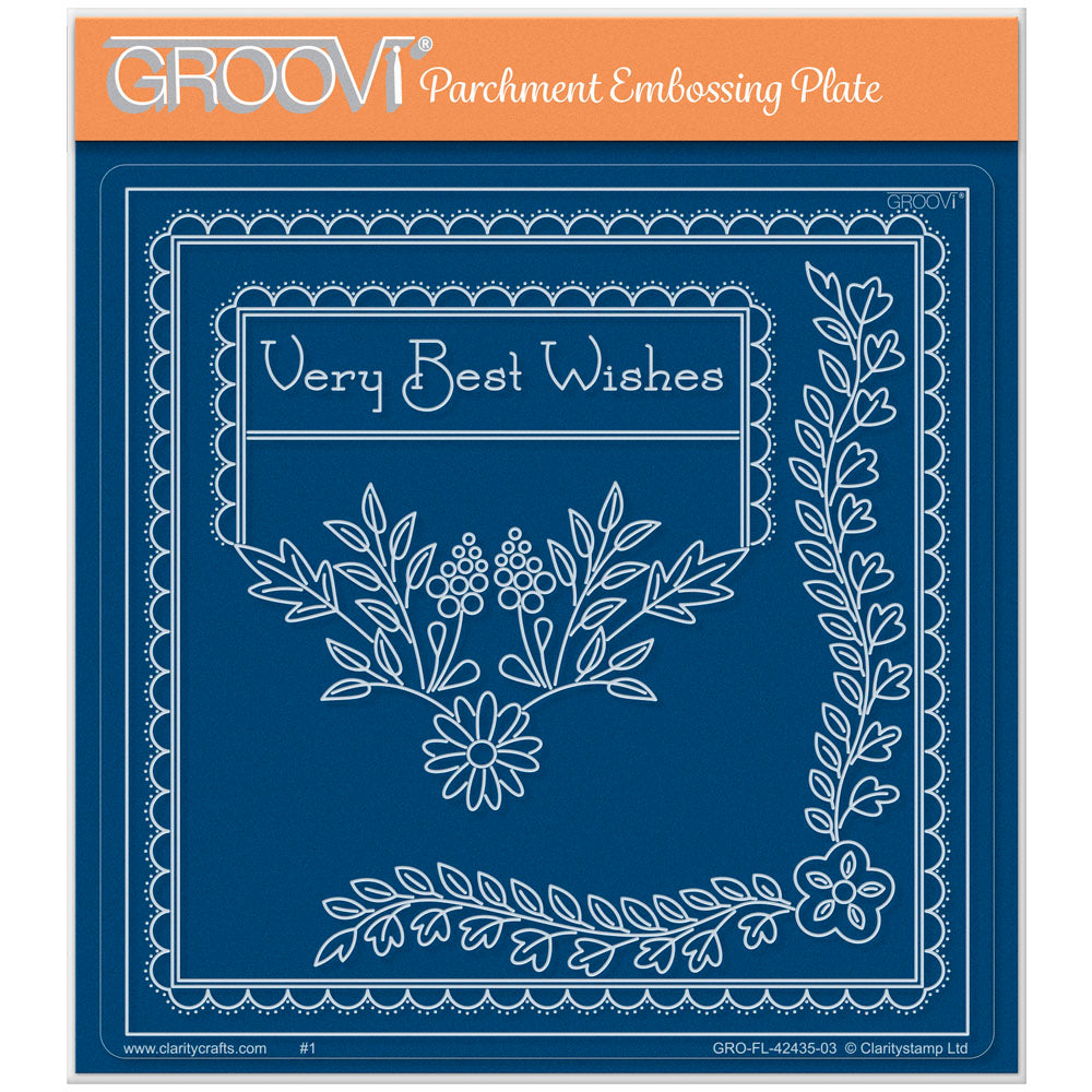 Tina's Very Best Wishes Floral Swirls & Corners All in One A5 Square Groovi Plate