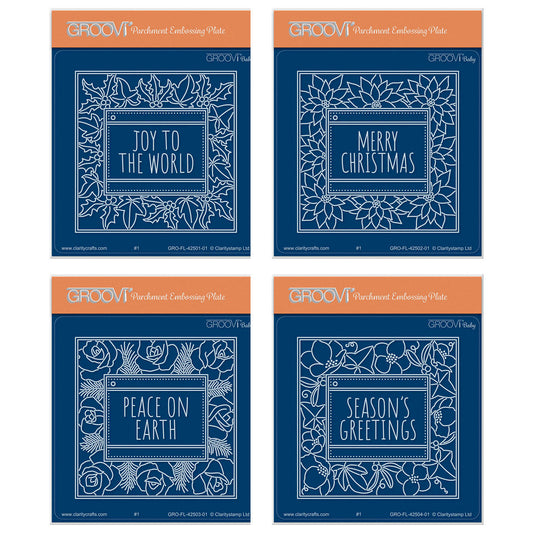 Festive Frame & Sentiments A6 Square Groovi Plate Collection