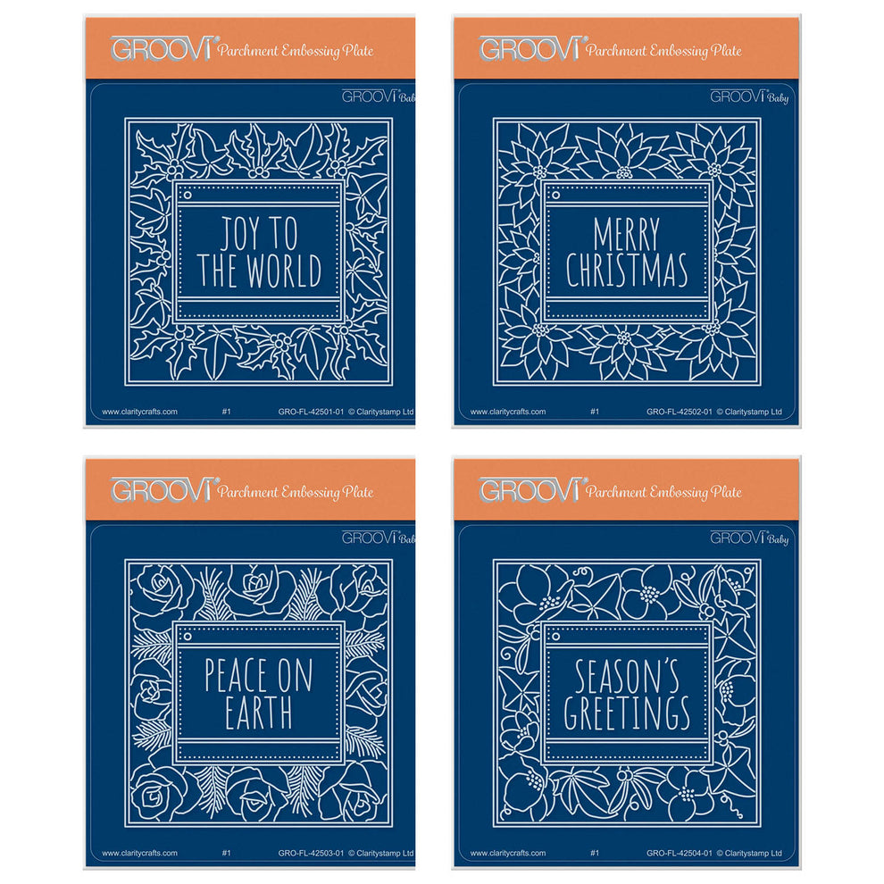 Festive Frame & Sentiments A6 Square Groovi Plate Collection – Clarity ...