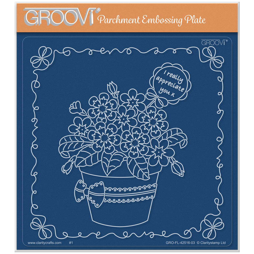 Linda's Primula Flowerpot A5 Square Groovi Plate