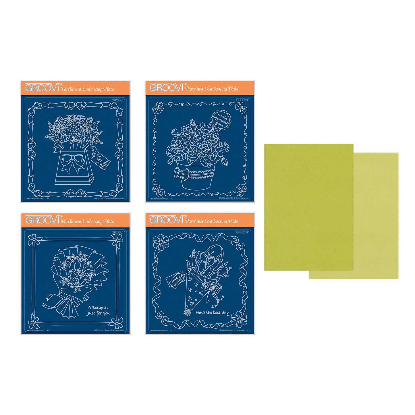 Linda's Floral Gifts A5 Square Groovi Plate Collection with A5 Green Two Tone Parchment